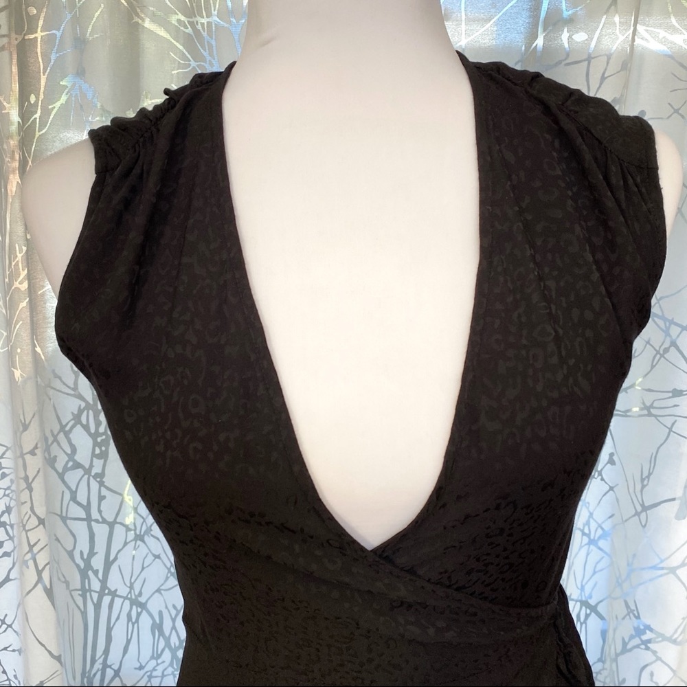 All Saints Krystal Black leopard print ruffle trim sleeveless wrap dress - Picture 9 of 13